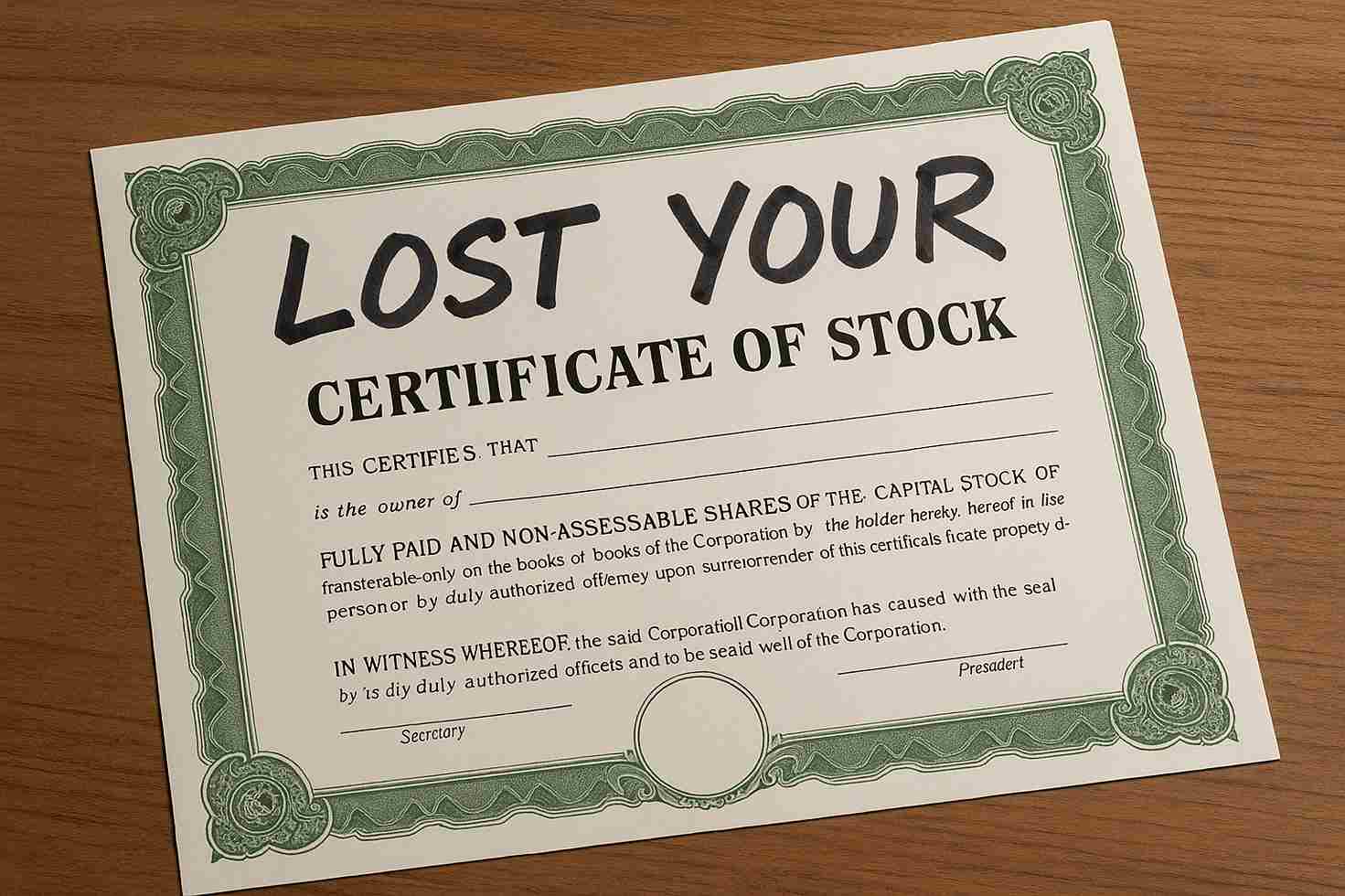 Lost Your Certificate of Stock - Legacy Stock Transfer