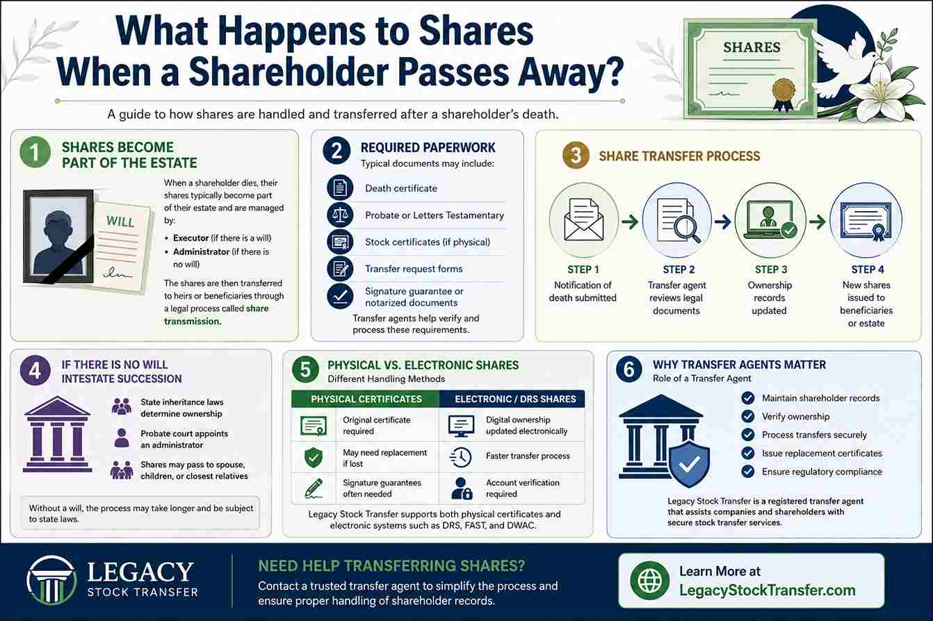 What Happens to Shares When a Shareholder Passes Away - Legacy Stock Transfer
